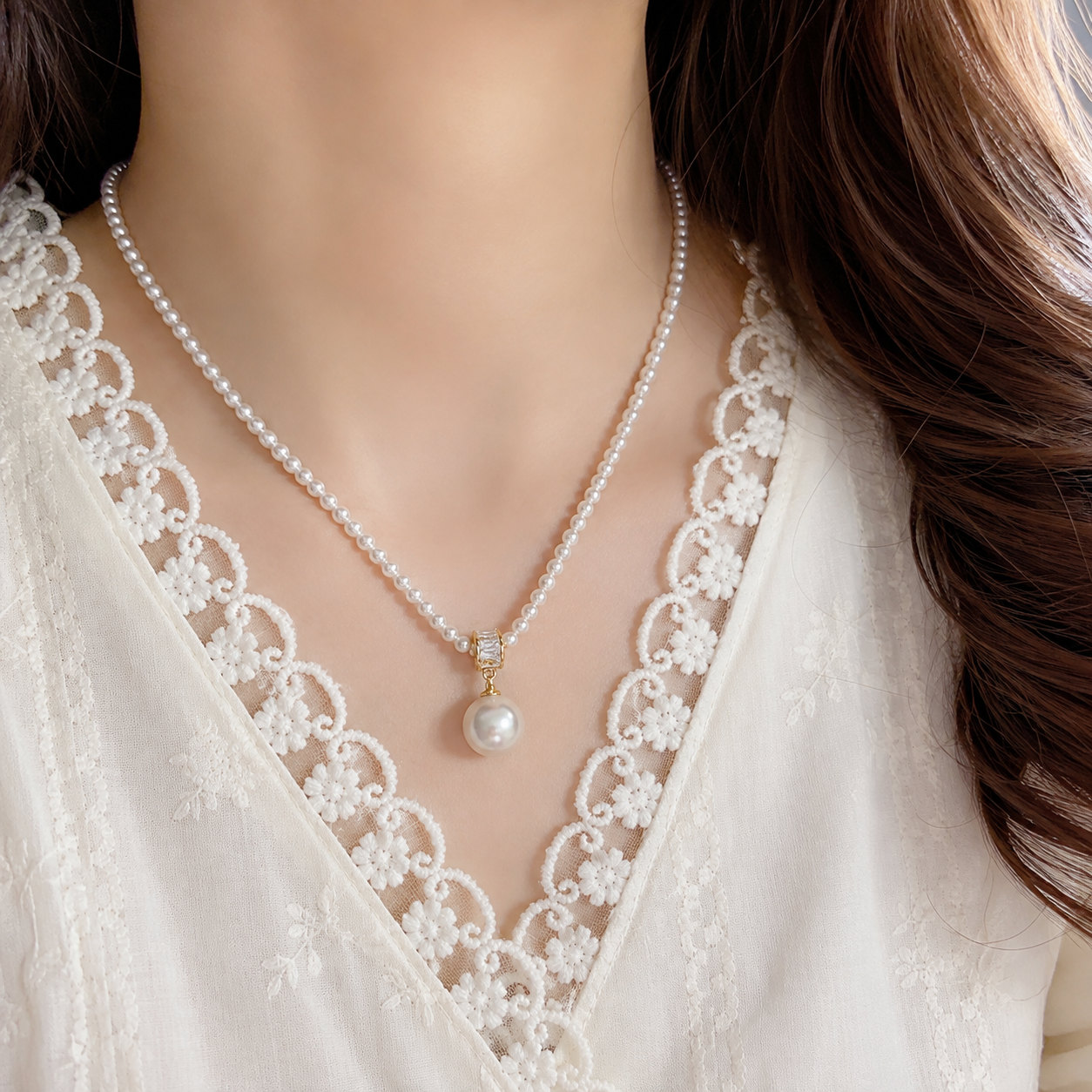14K Gold Plated Pearl Pendant Necklace