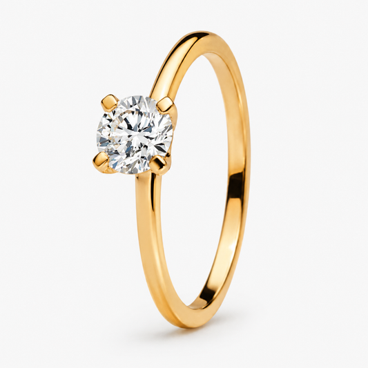 18K Gold Plated Moissanite Solitaire Ring